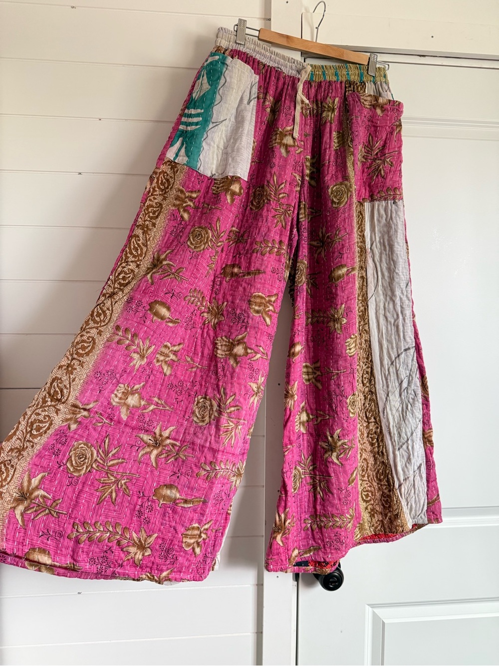 Reversible Kantha wide leg pants